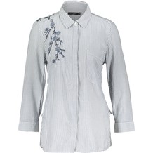 Hemd, Hellblau gestreift, Bestickt