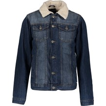 Blue Denim Faux Fur Collar Jacket