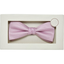 Fliege Seide Pink-Weiss