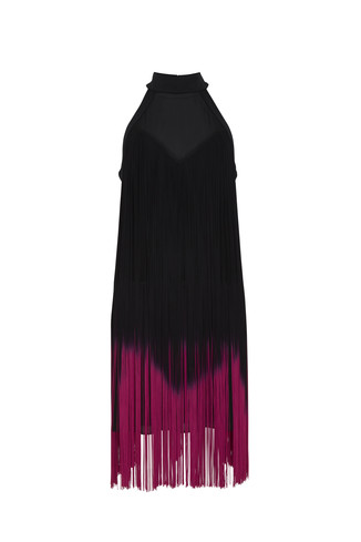 Black and Pink Ombre Tassel Dress