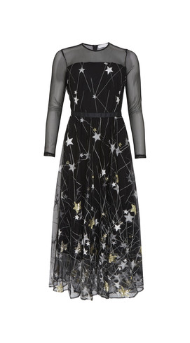 Black and SIlver Star Midi Dress