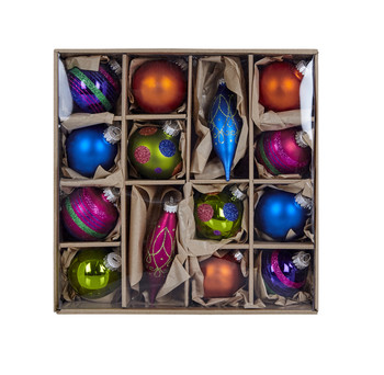 Colourful Glitter Baubles Set