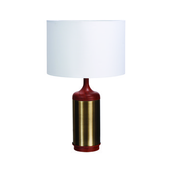 Brass And Wood Table Lamp