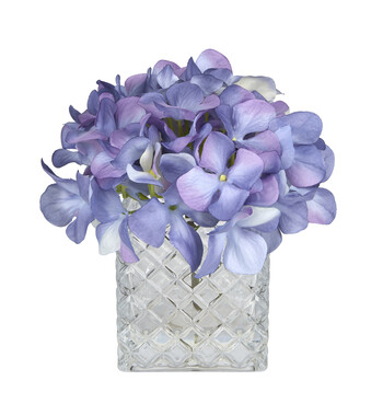 Faux Flowers in Glass Vase