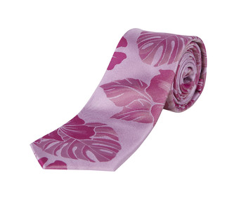 Pink Leaf Print Tie