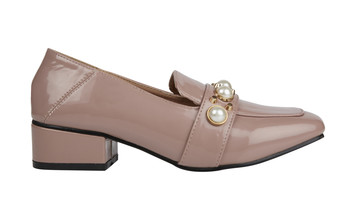 Pink Patent Shoes with Pearl Details