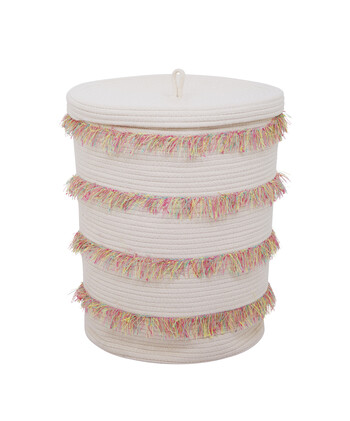 Pink Tassle Washing Basket