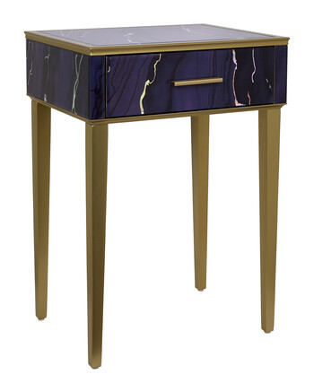 Purple Marble Side Table with Drawer