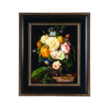 Rose Flowers Still Life Black Frame