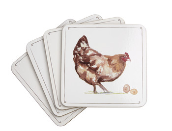 Set of Four Chicken Coasters