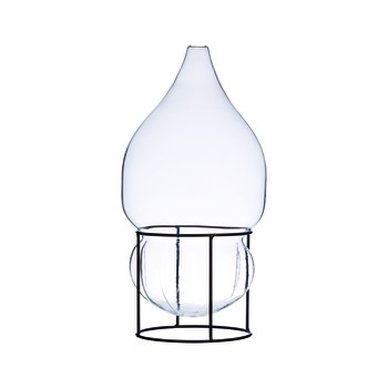 Small Drops Shape Vase Black Metal Pedestal