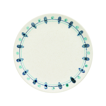 Large Speckled Plate With Blue Dotted Edge