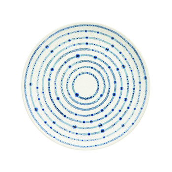Large Speckled Plate With Blue Rings