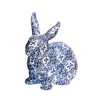 White Blue Patterned Rabbit