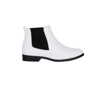 White Pleather Ankle Boots