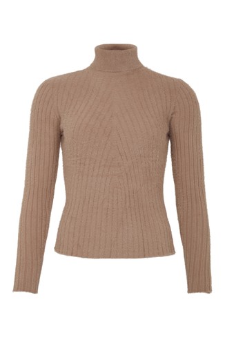 Womens Beige Roll Neck Jumper
