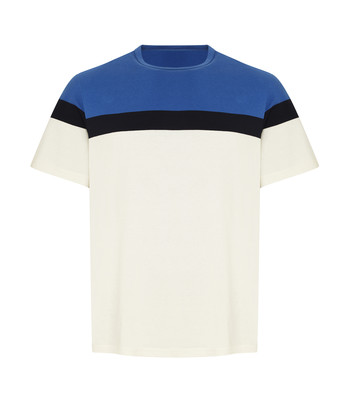 Blue and Black Stripe Cream Tee