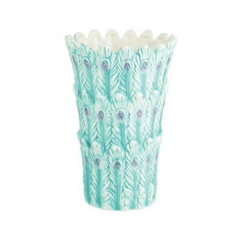 Peacock Feather Ceramic Vase