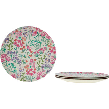 Cream Floral Bamboo Plates