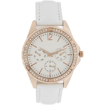 white and rosegold tone chronograph watch