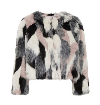 Patterned Faux Fur Jacket