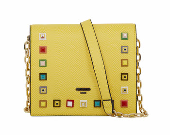 Yellow Embellished Cross Body Bag