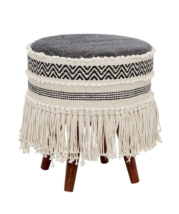 Black And White Fabric Stool