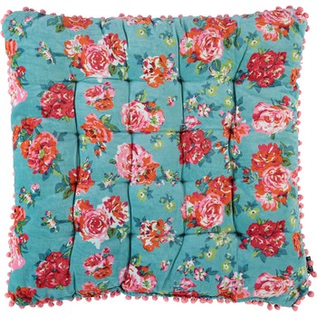 Tea Floral Pom Pom Floor Cushion