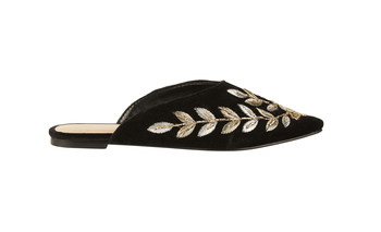 Black and gold mules