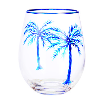 Blue Palmtrees Print Tumbler