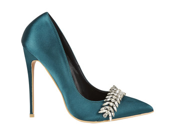 Green Embellished Glitter Heels