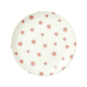 Red Snowflake White Plate
