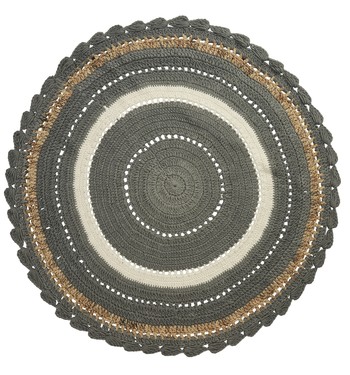 Knitted Grey And Beige Circular Rug