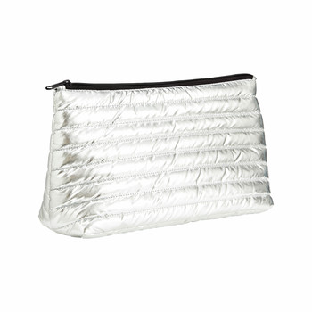 Silver Quilted Make Up Bag