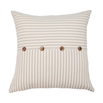 Grey and Cream Stripe Buttoned Cushion