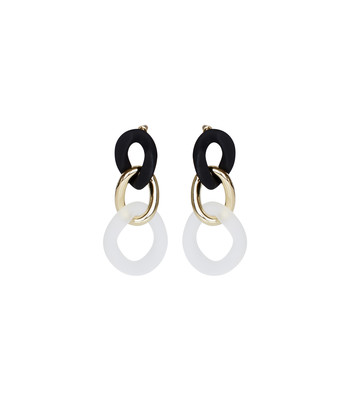 Black Gold And White Drop Earrings