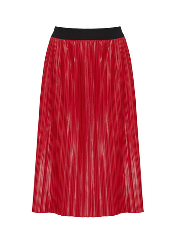 Red Leather Pleat Skirt