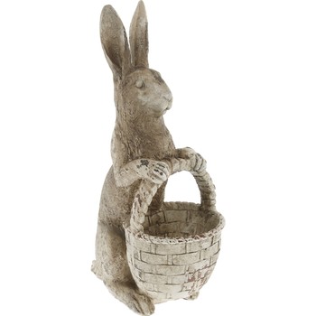 Hase mit kleinem Osterkorb, Braun