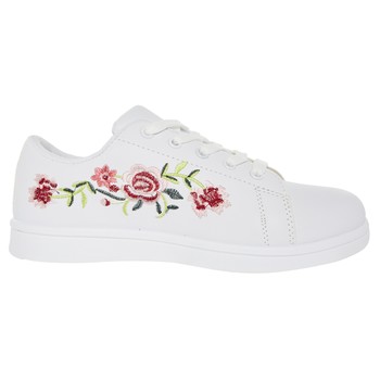 Sneakers, Blumenstickerei, Weiß
