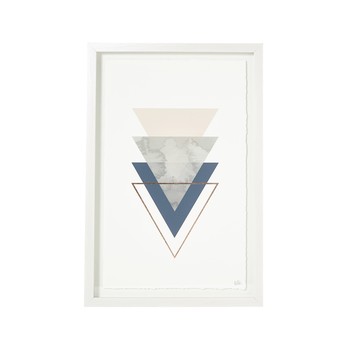 Large Framed Pink And Blue Triangle Print
