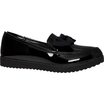 Black Patent Bow Slip On Shoes