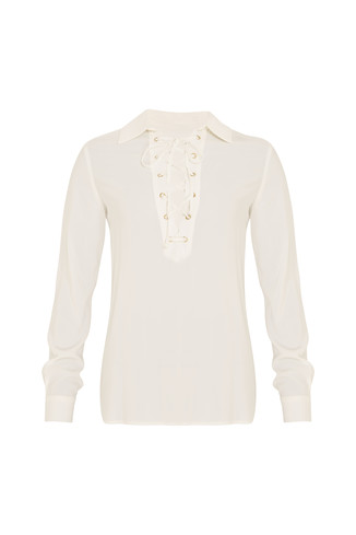 White Lace Up Shirt