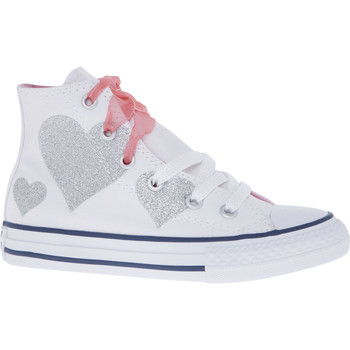 White Glitter Heart Hi Top Trainers