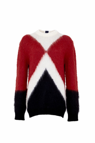Red Black And White Geometric Jumper
