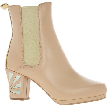 Cream Leather Heeled Boots