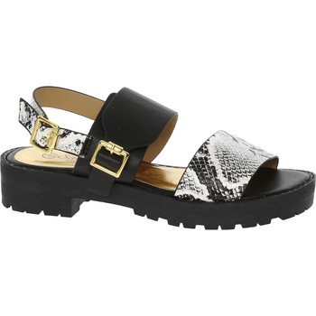 Black Snake Print Chunky Sandals