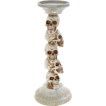 Silver Tone Skull Candle Holder