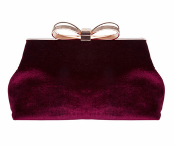 Burgundy Velvet Bow Clutch