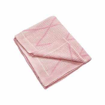 pinkknitteddiamondpatternedthrow