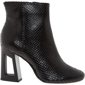 Black Leather Reptile Effect Boots